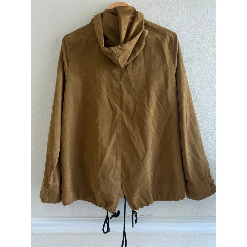 Entro Utility Jacket L Camel Hooded Anorak Drawstring Lightweight Boho Western